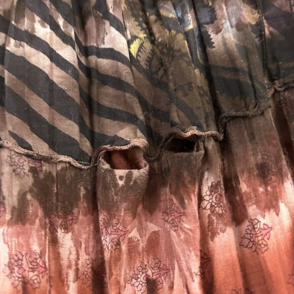 Kaaku Womens Vintage 90s Boho Festival Midi Dress Size M Purple Brown Tie Dye - Picture 10 of 10